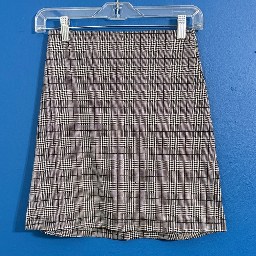Showpo Black and White Checkered A-Line Skirt